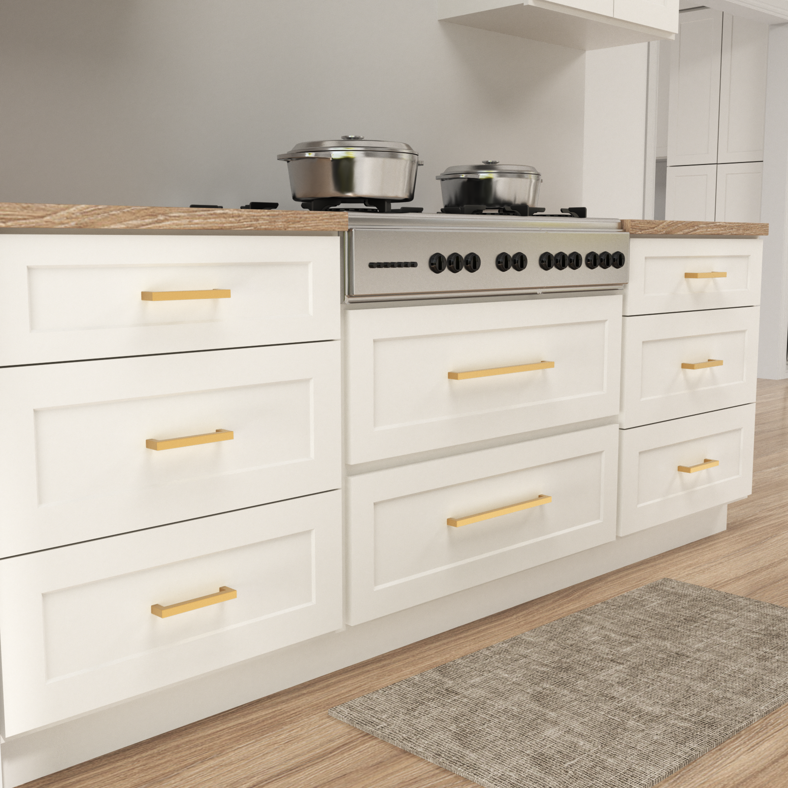 Brushed Brass Drawer Pulls Gold Square Handles for Kitchen -Homdiy