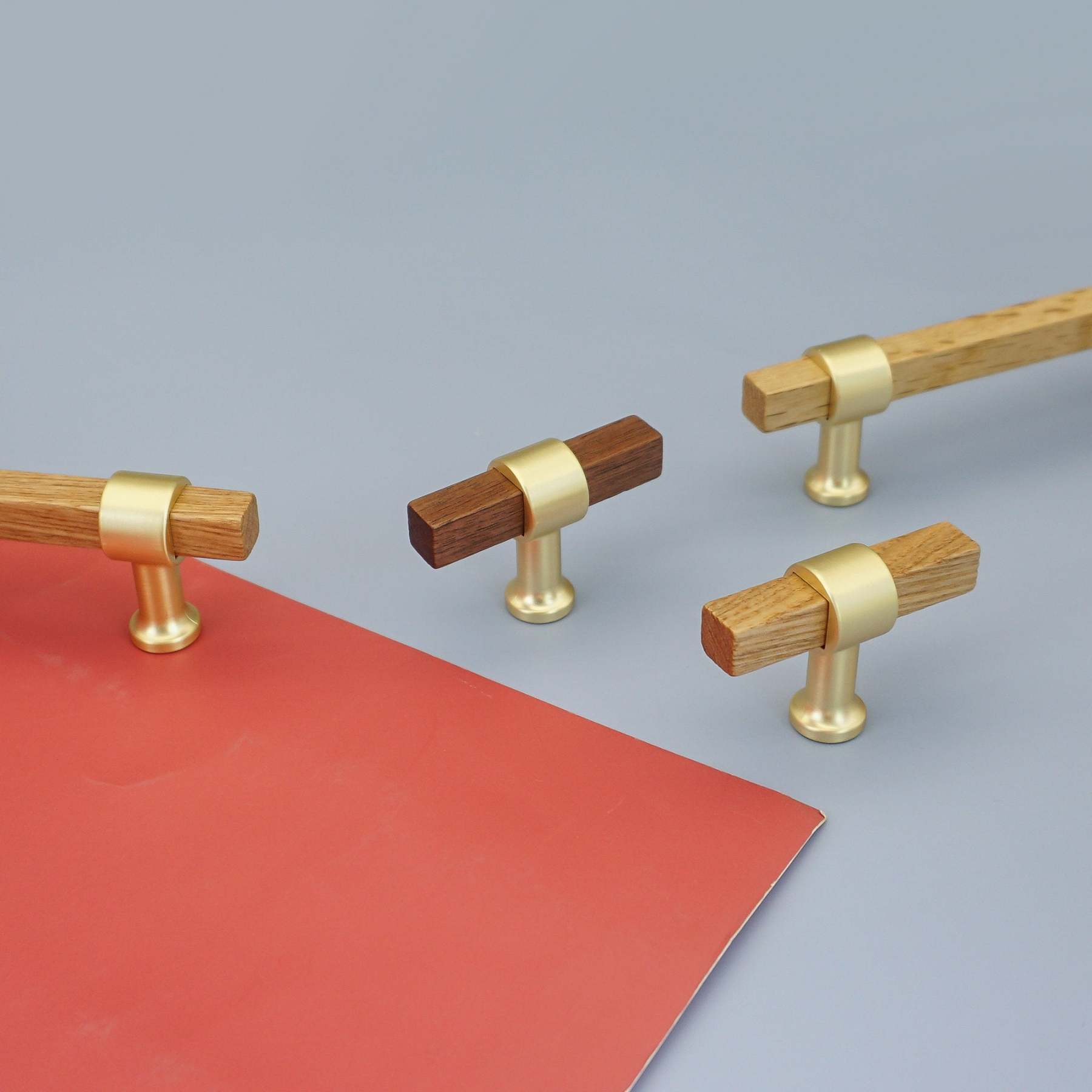 Black Walnut Square Cabinet Handles Beech Wood Drawer Pulls -Homdiy