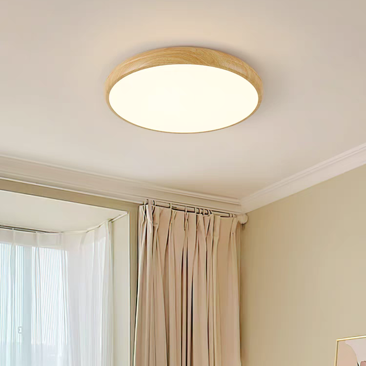 Nordic LED Round Walnut Bedroom Ceiling Lamp