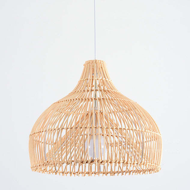 Natural Handwoven Large Basket Rattan Pendant Lampshade -Homdiy