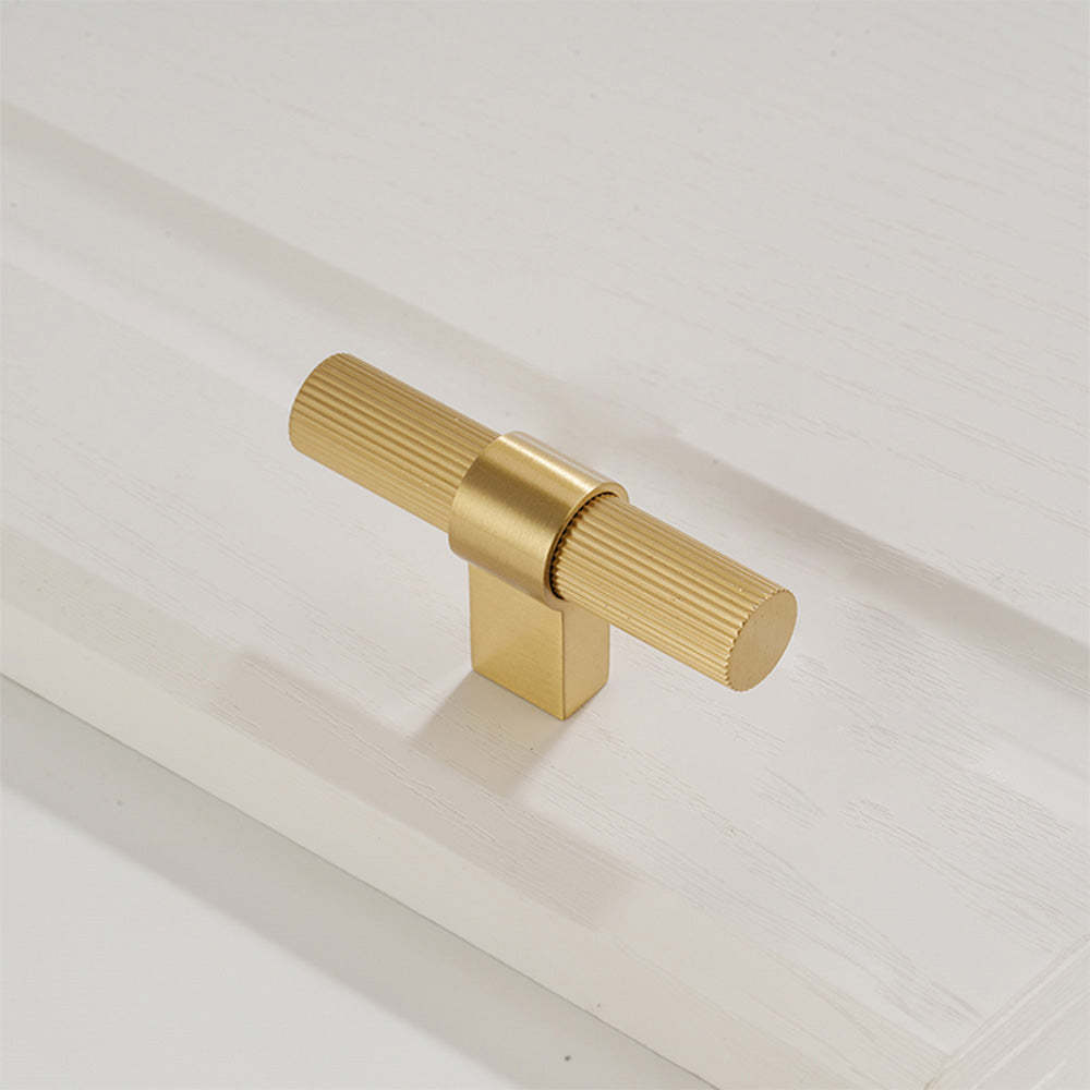 Solid Brass Gold Knurled Hardware Kitchen Cabinet Pulls