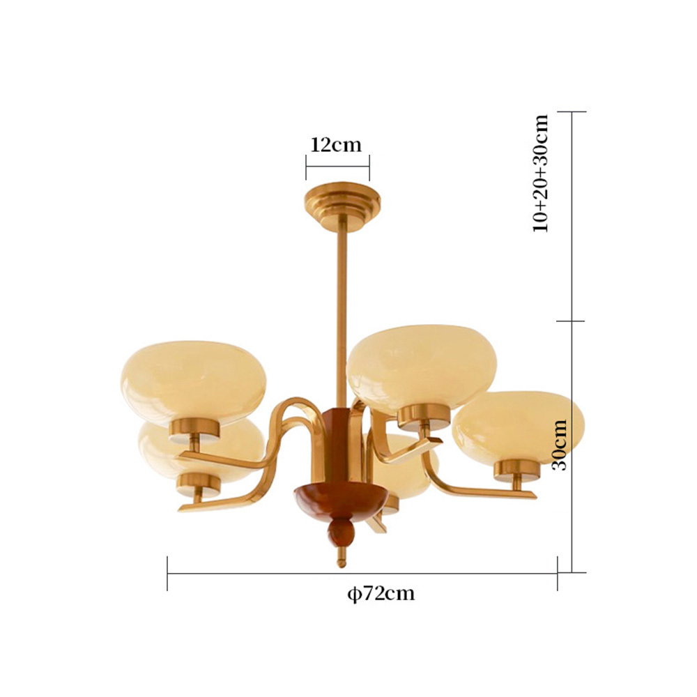 [Copy]Medieval Ball Glass Iron Brown Living Room Chandelier