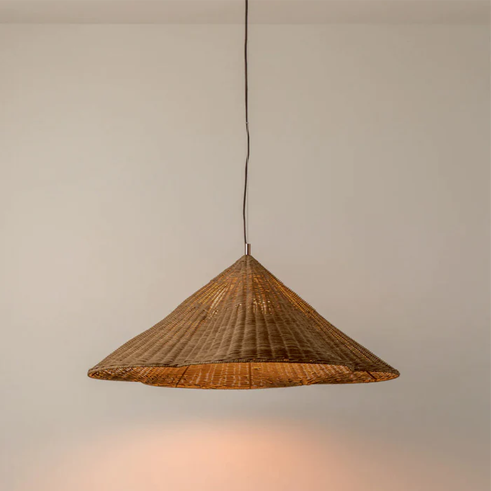 Oversized Scalloped Woven Rattan Pendant Light Lampshade -Homdiy