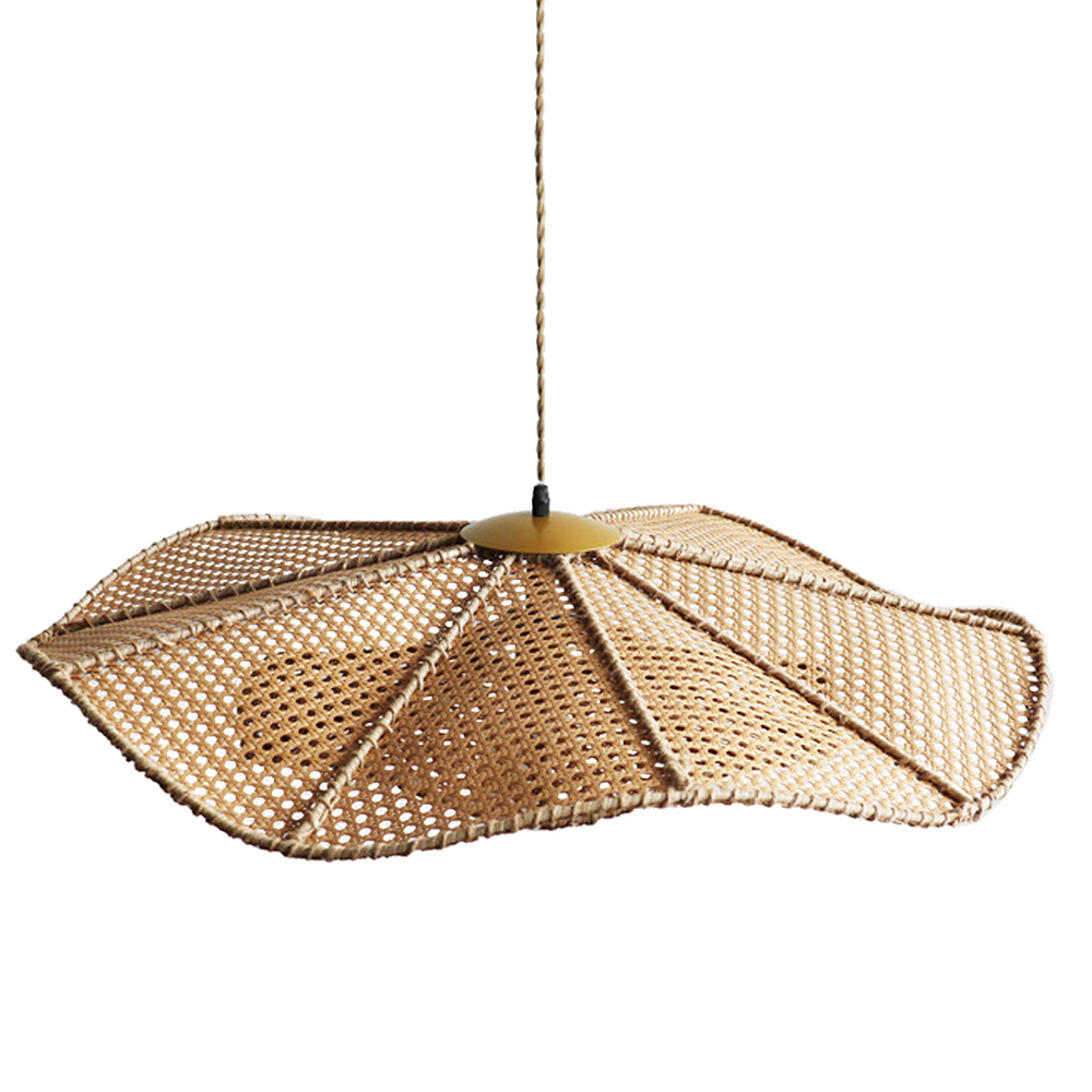 Retro Boho Lotus Leaf Shape Rattan Pendant Light -Homdiy