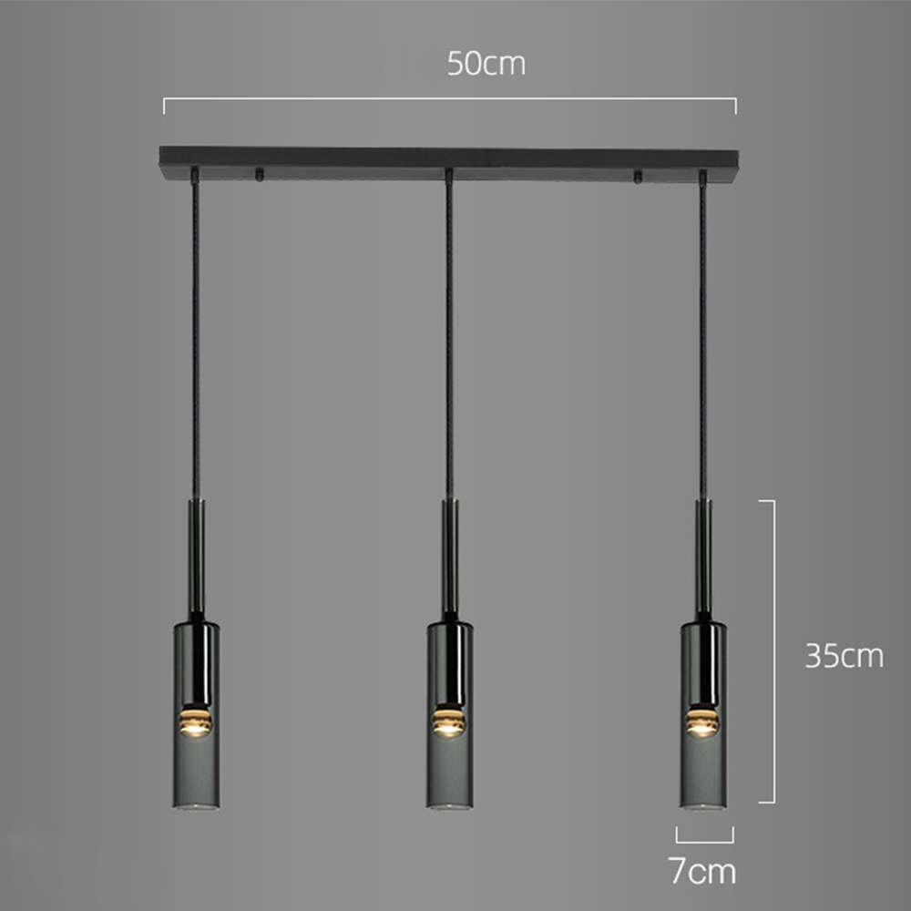 Smoke Grey Glass Tube Pendant Light -Homdiy