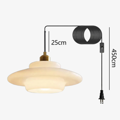 Mid Century Plug-in Milk White Glass Pendant Light