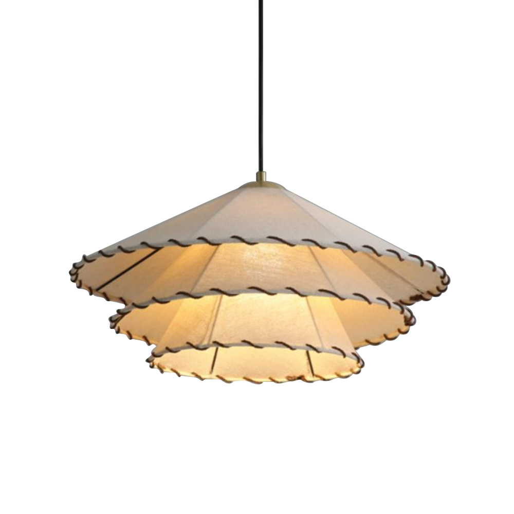 Vinatge Wabi-Sabi Lotus Leaf Fabric Pendant Light -Homdiy