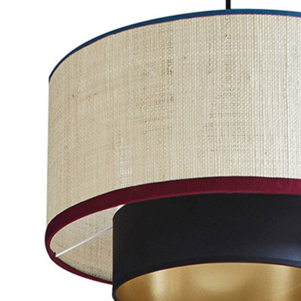Contemporary Black Pendant Lamp Shade Linen Fabric Ceiling Light -Homdiy
