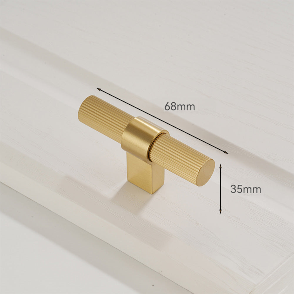 Solid Brass Gold Knurled Hardware Kitchen Cabinet Pulls