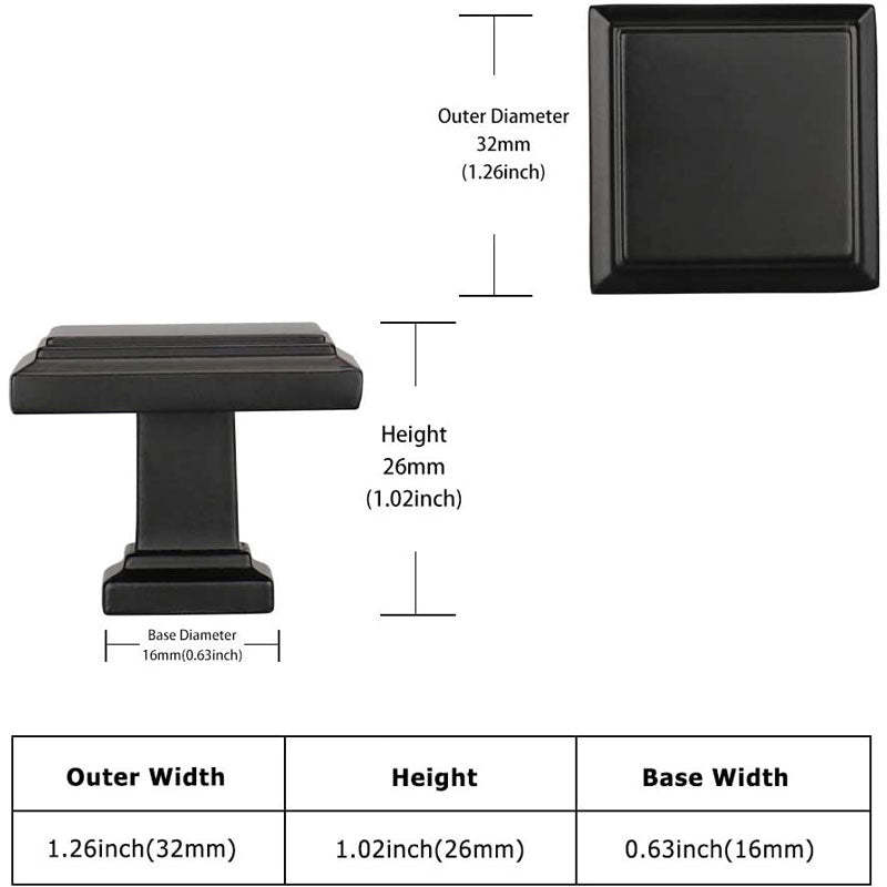 10 Pack Matte Black Cabinet Knobs Zinc Alloy Dresser Drawer Knobs For Bathroom(LS9111BK) -Homdiy