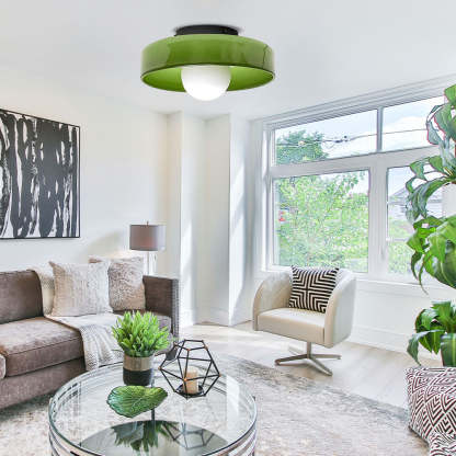 Modern Glass Semi Flush Mount Ceiling Light Fixture -Homdiy