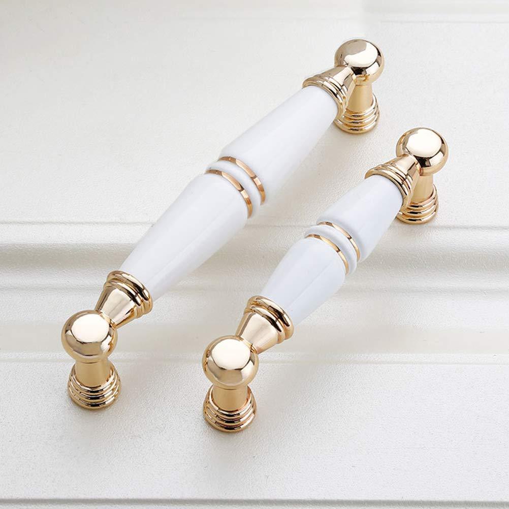 Light Luxury Gold White Creamic Kitchen Door Handles -Homdiy