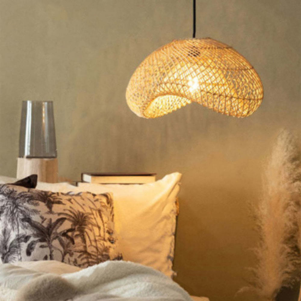 Wabi-Sabi Cloud Shape Rattan Pendant Light -Homdiy
