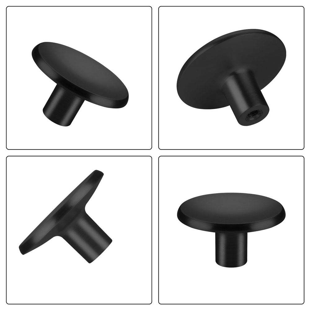 10 Pack Matte Black Cabinet Knobs Solid Round Kitchen Drawer Pulls (LS4008BK) -Homdiy