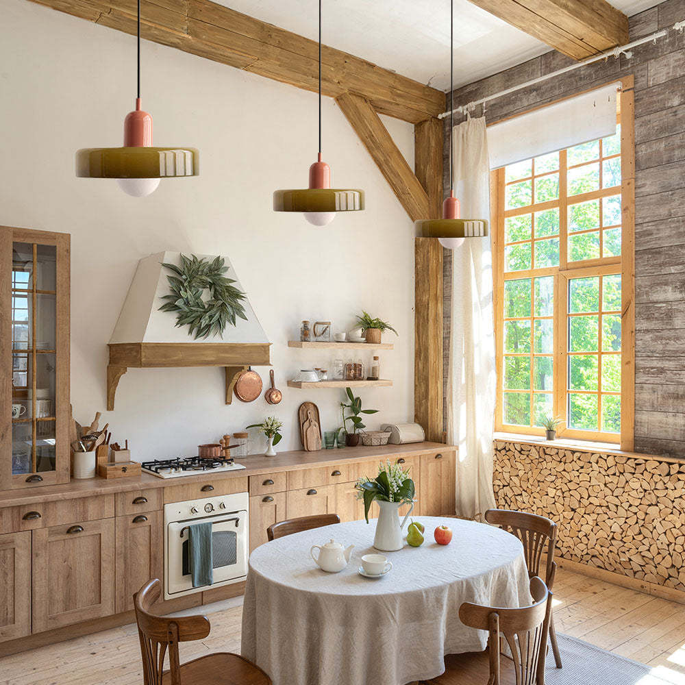 Stained Bauhaus Green Glass Pendant Light -Homdiy