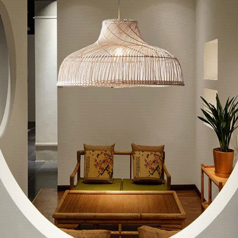 Hand-woven Rattan Pendant Lampshade -Homdiy