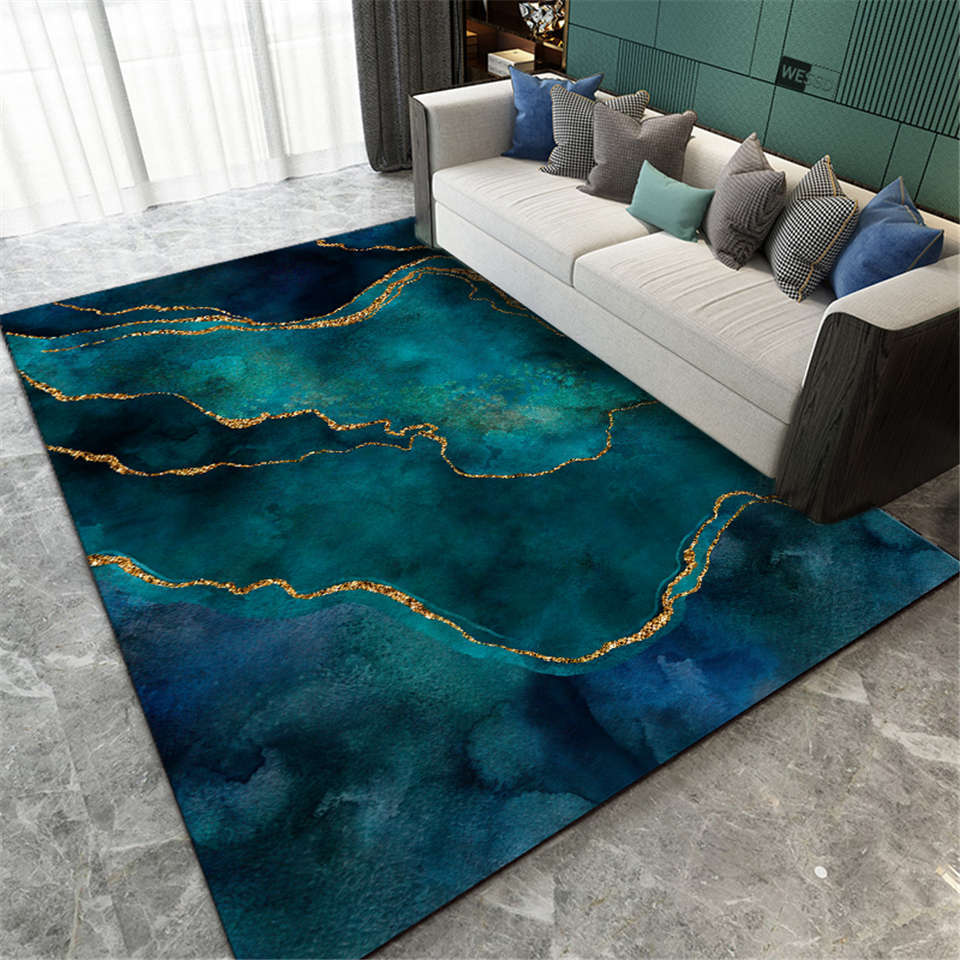 Luxury Teal Rug For Living Room Decoration Big Floor Mat -Homdiy