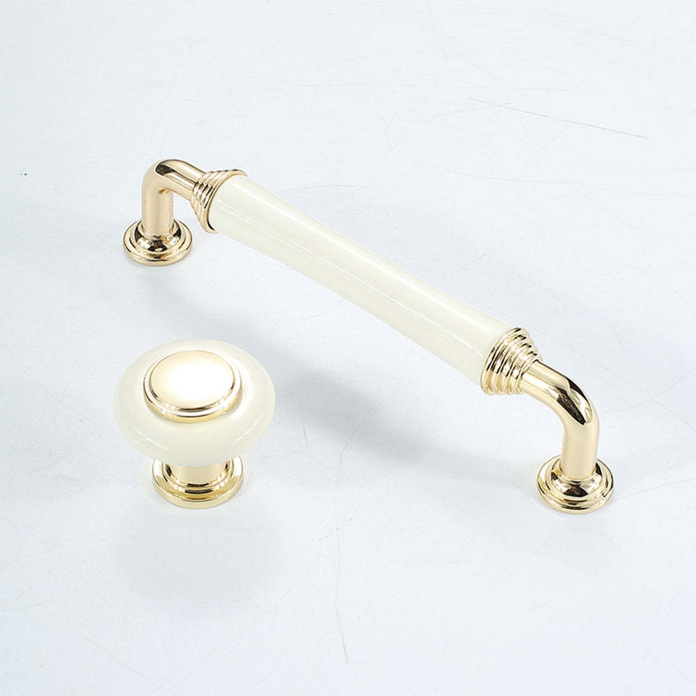 Light Luxury Gold White Creamic Kitchen Door Handles -Homdiy