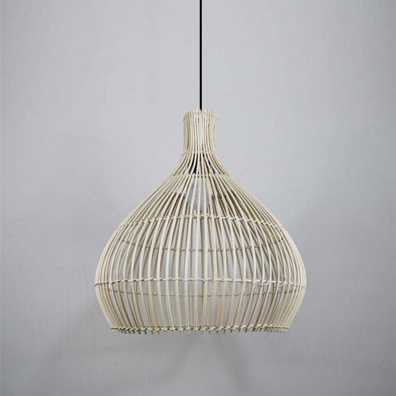 Handmade Wicker Woven Pendant Lampshade Rattan Hanging Light -Homdiy