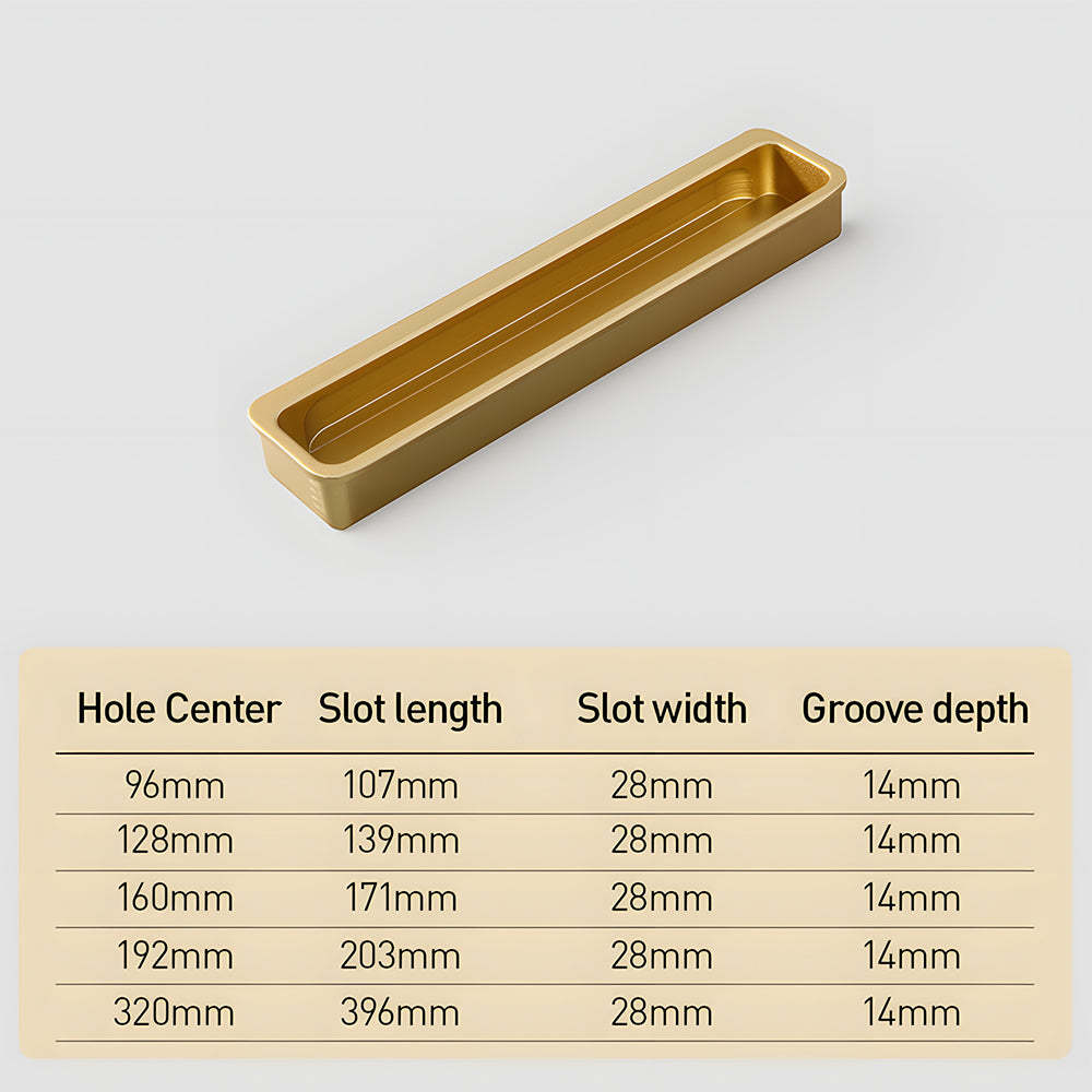 Modern Slotted Recessed Concealed Sliding Door Cabinet Handles