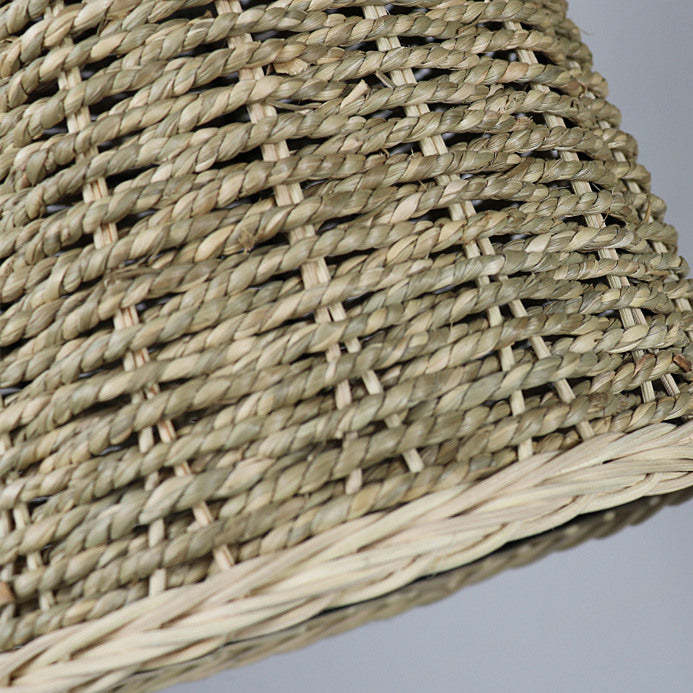 Handwoven Rattan Bell Pendant Light Rustic Wicker Hanging Light -Homdiy