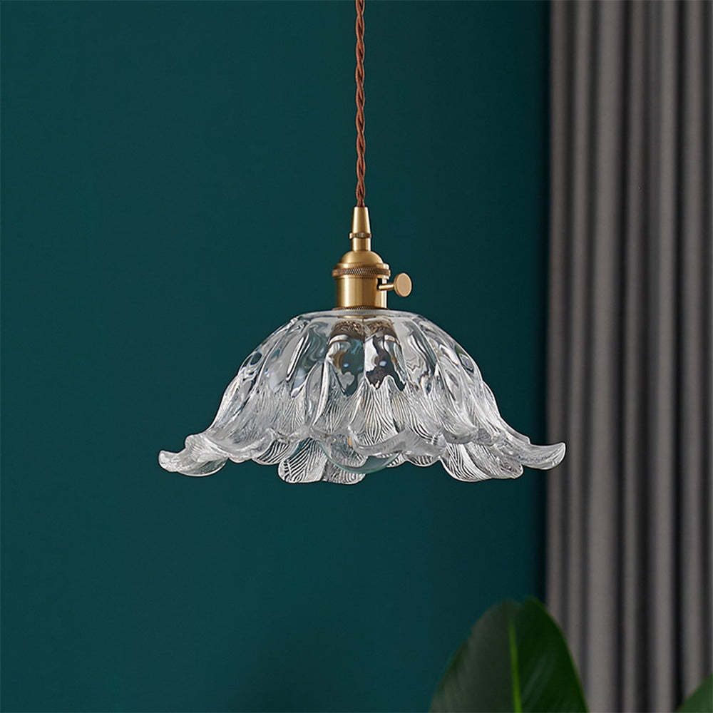 Vintage Flower Glass Shade Pendant Light -Homdiy