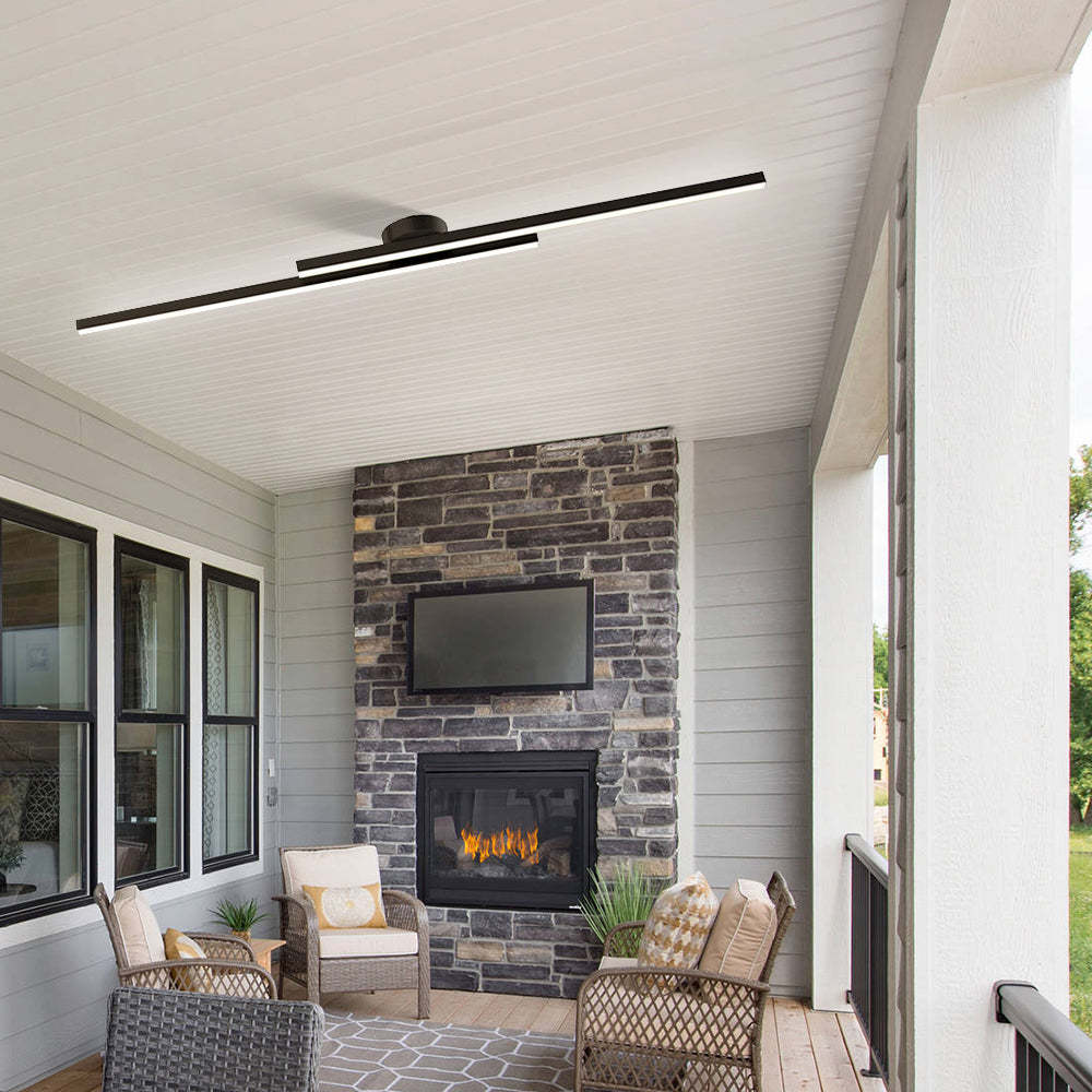 Modern Aluminium Long Strip Semi Flush Mount LED Ceiling Light For Living Room