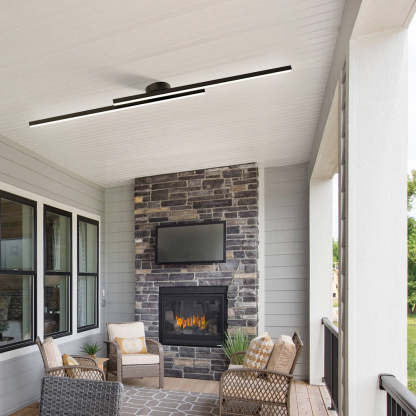 Modern Aluminium Long Strip Semi Flush Mount LED Ceiling Light For Living Room