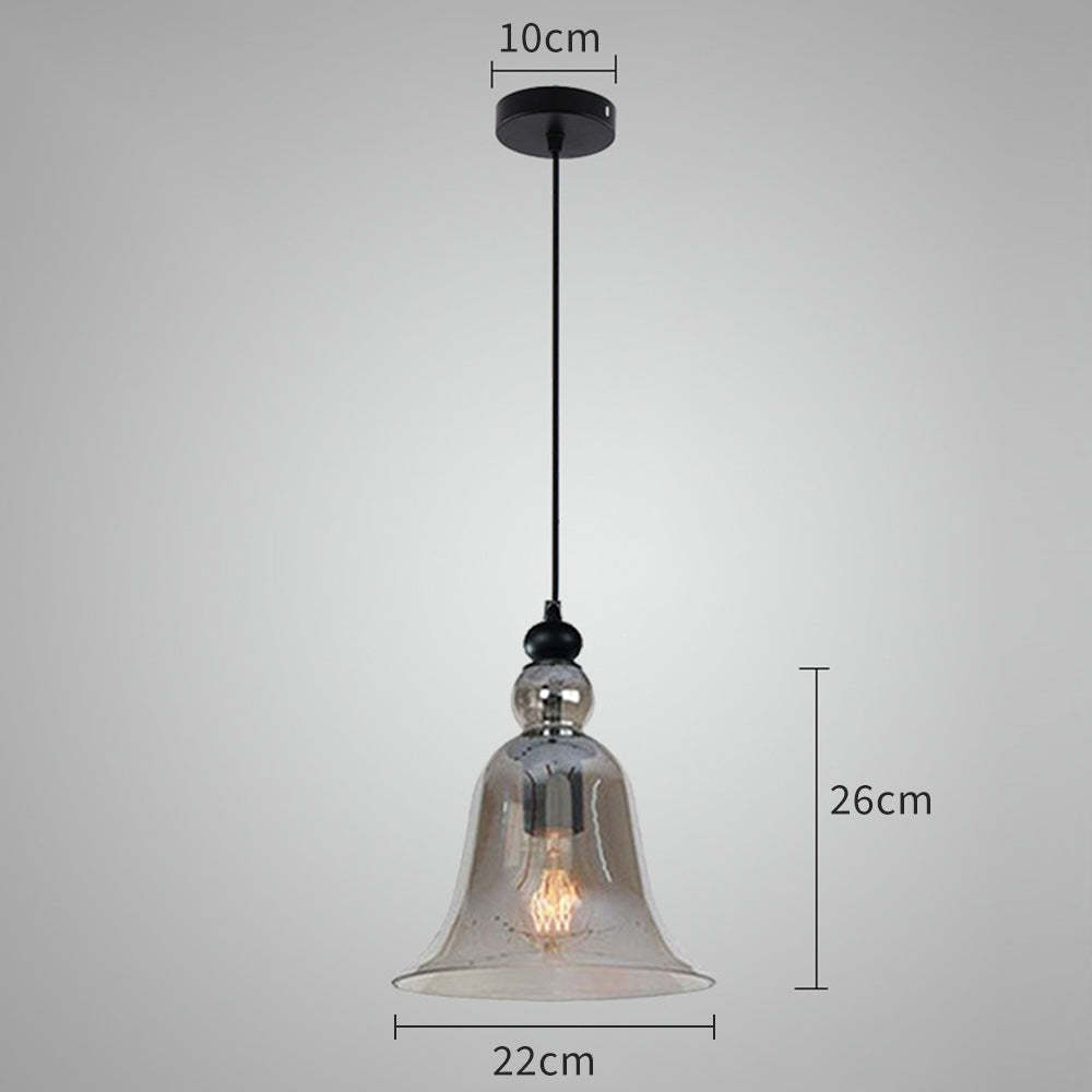 Industrial Style Bell Shape Glass Pendant Light -Homdiy