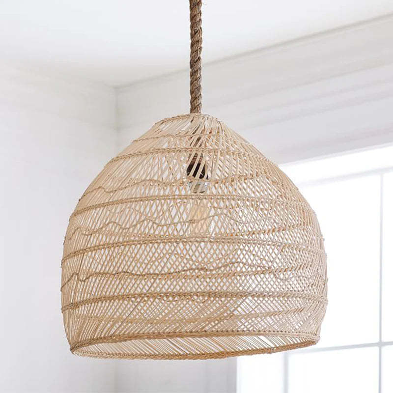 Handmade Hemp Rope Hanging Ceiling Lights Rattan Kitchen Pendant Light -Homdiy