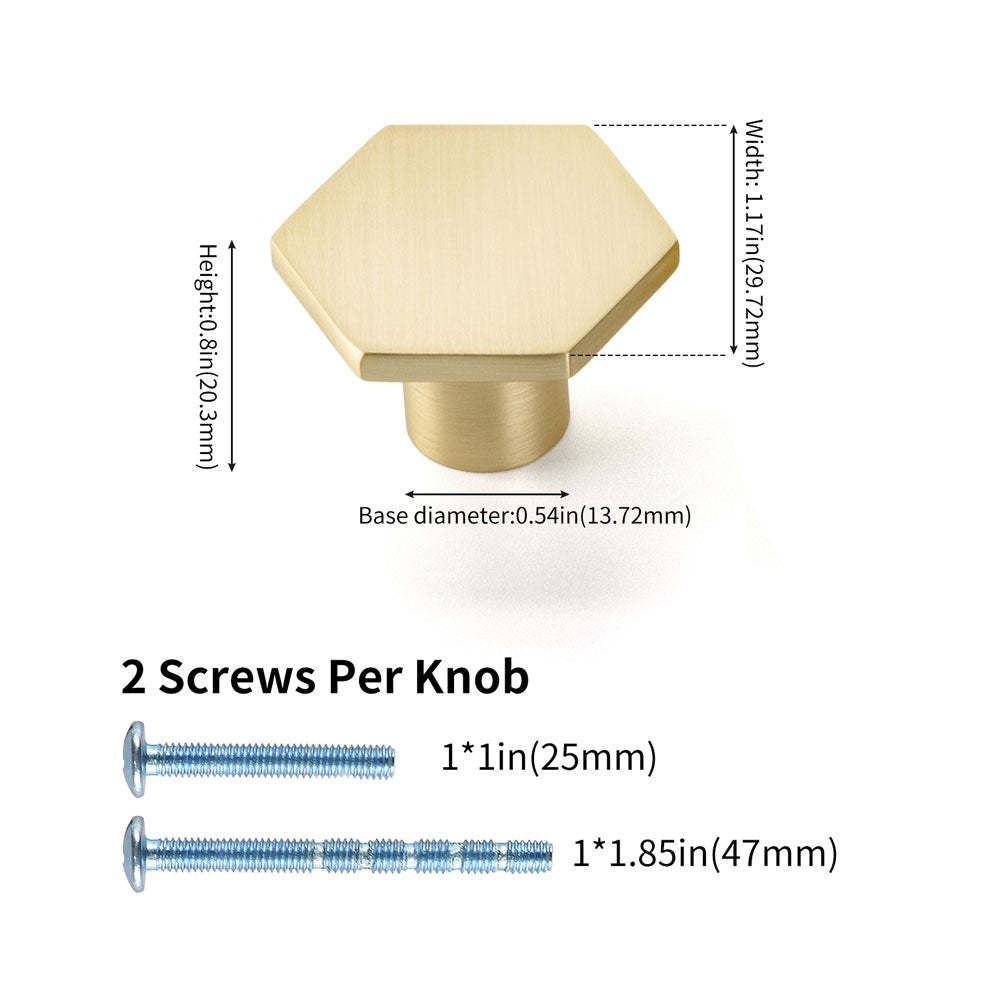 5 Pack Kitchen Gold Knobs Brushed Brass Dresser Knobs