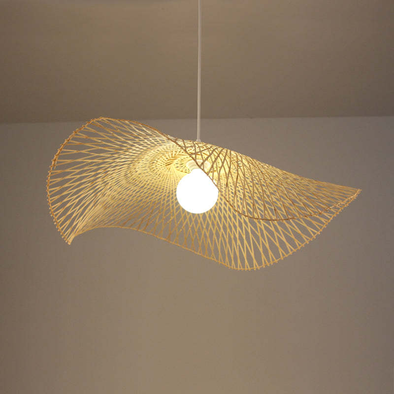 Handmade Bamboo Woven Pendant Light Country Wicker Lamp Shade -Homdiy