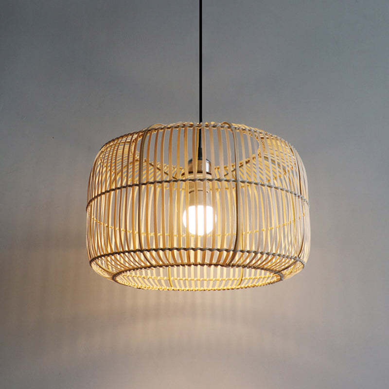 Lantern Shape Bamboo Chandeliers Japanese Style Pendant Light -Homdiy