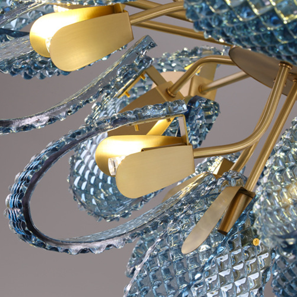 Luxury Style Gorgeous Glass Chandelier Modern Copper Chandelier Light -Homdiy