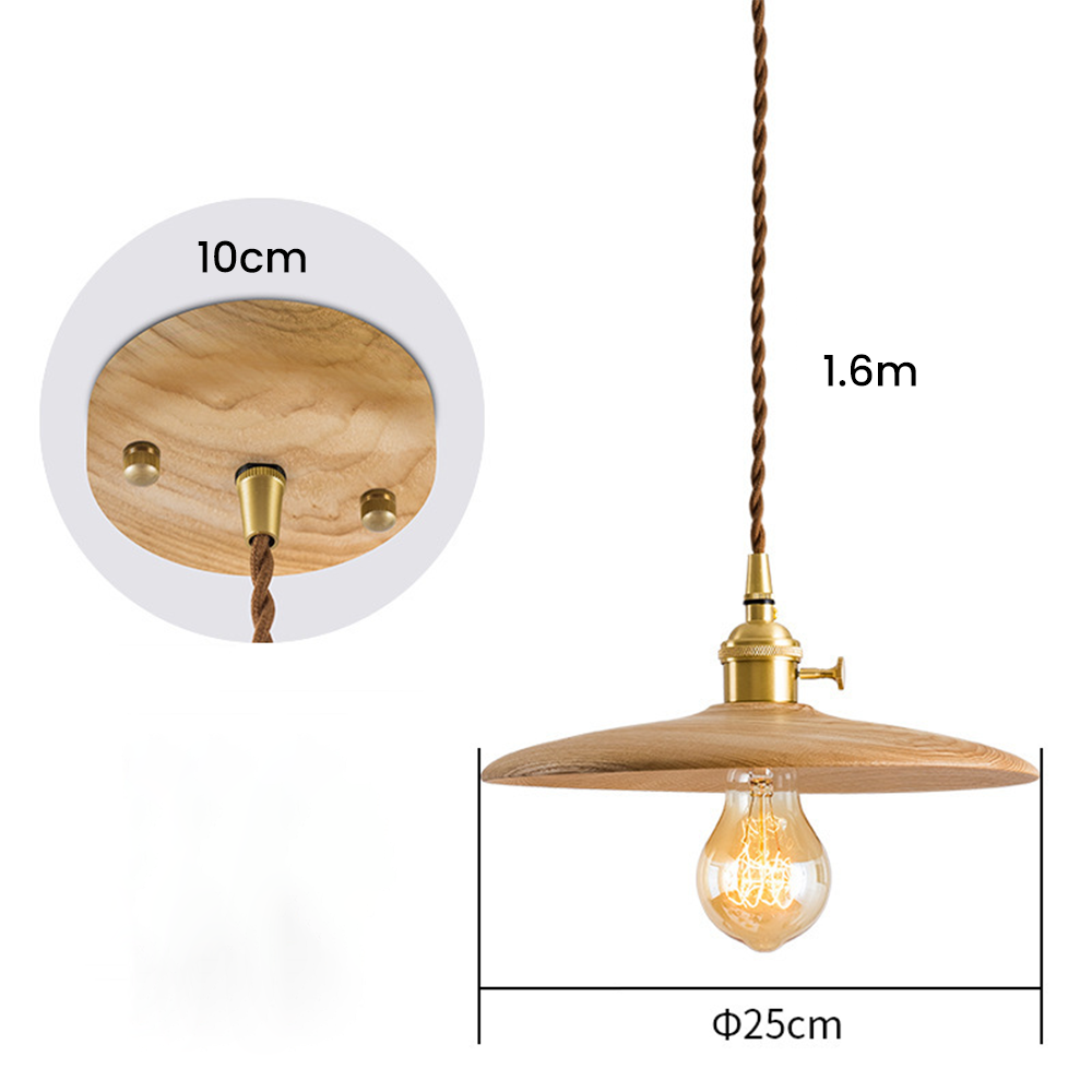 Retro Walnut Conical Pendant Light -Homdiy