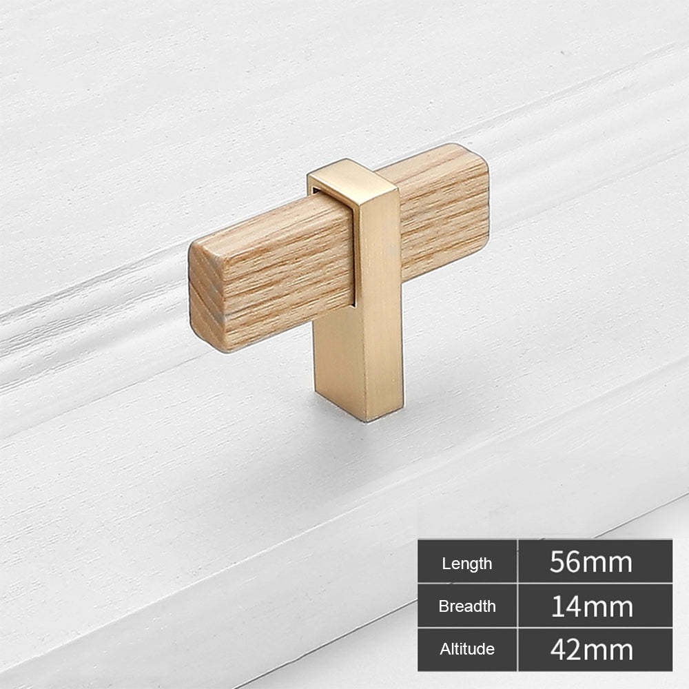 Square Wooden Brass Walnut Cabinet Handle Kitchen Drawer Pulls -Homdiy