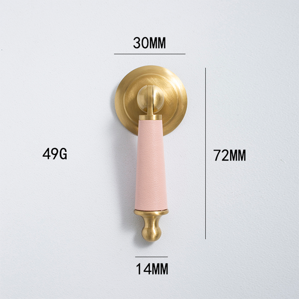 Modern Leather Cowhide & Brass Furniture Handles Kitchen Cabinet Pulls -Homdiy