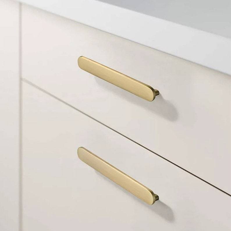 Brushed Brass Modern Gold Cabinet Handles And Kitchen Door Pulls -Homdiy