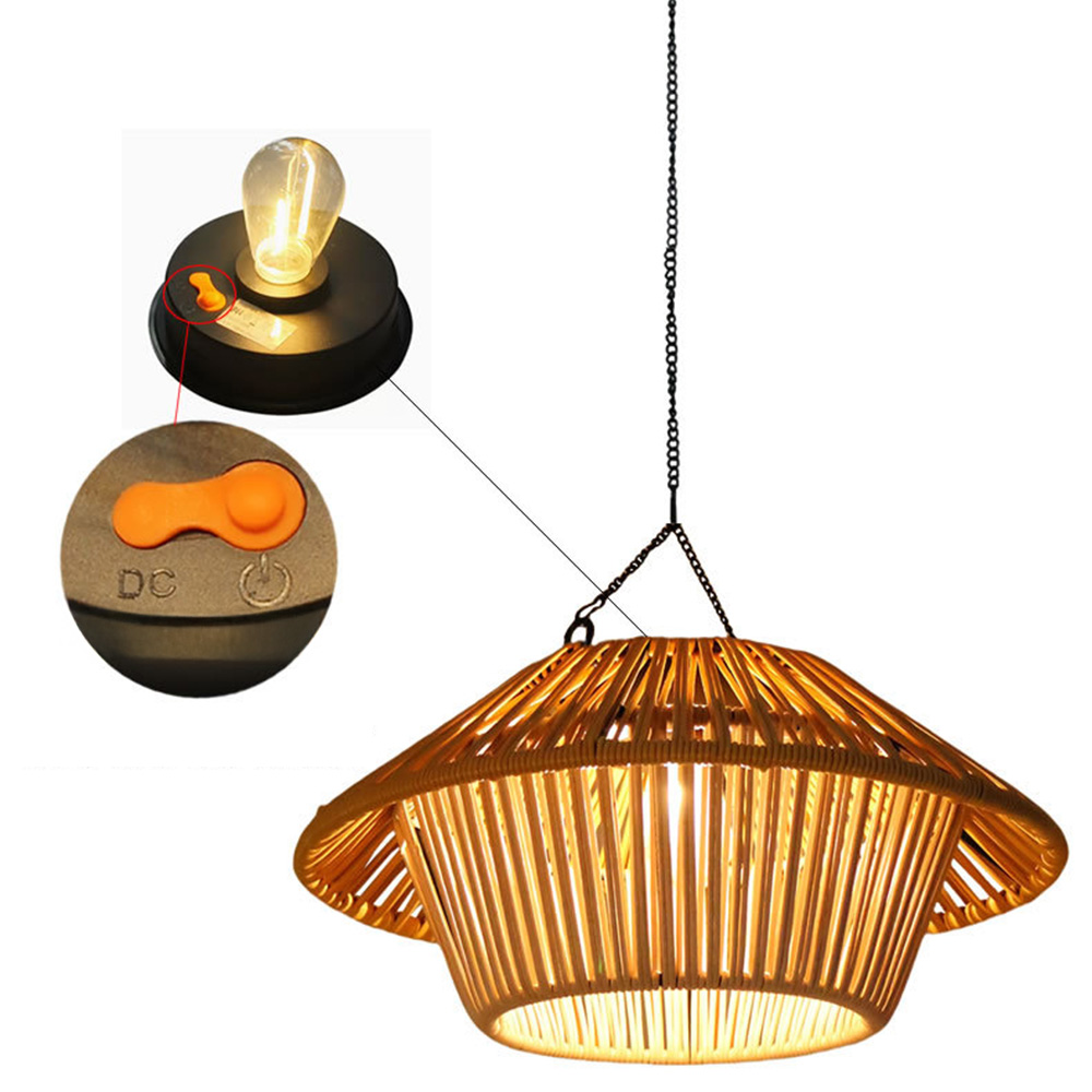 Rustic Solar Powered Rattan Hanging Light