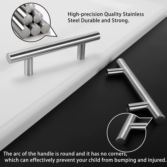 Brushed Nickel Modern Stainless Steel Cabinet Handles T Bar Drawer Pulls -Homdiy