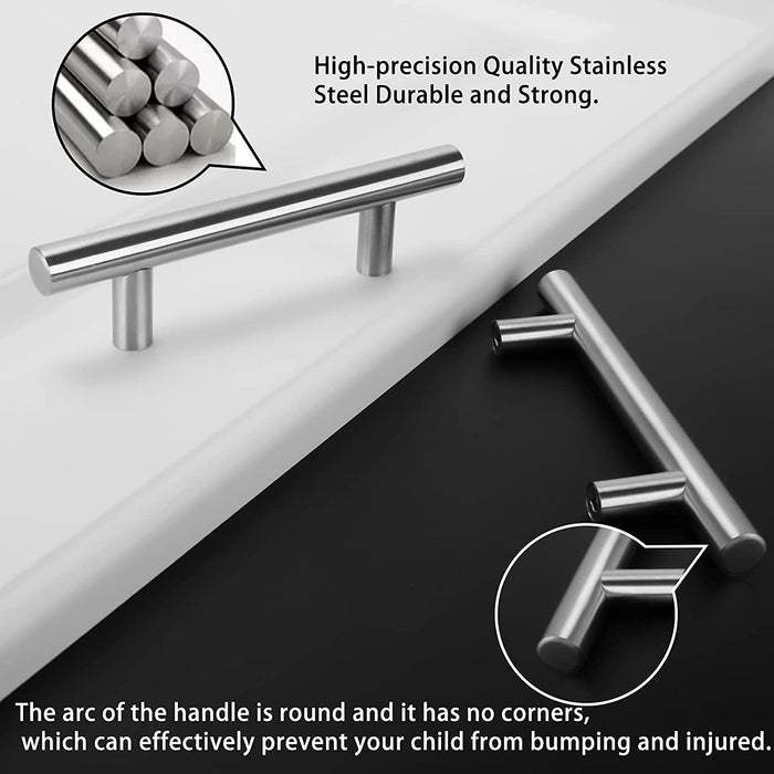 Brushed Nickel Modern Stainless Steel Cabinet Handles T Bar Drawer Pulls -Homdiy