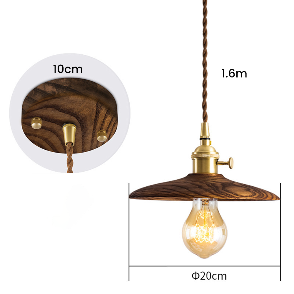 Retro Walnut Conical Pendant Light -Homdiy
