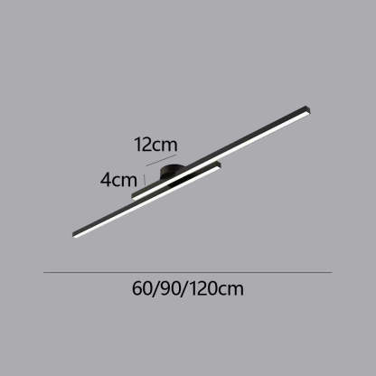 Modern Aluminium Long Strip Semi Flush Mount LED Ceiling Light For Living Room