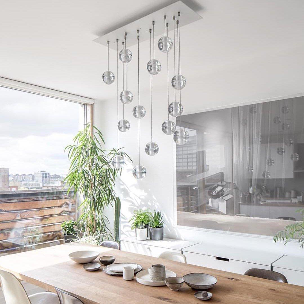 Round & Square Crystal Pendant Lamp Stairway Lamp -Homdiy