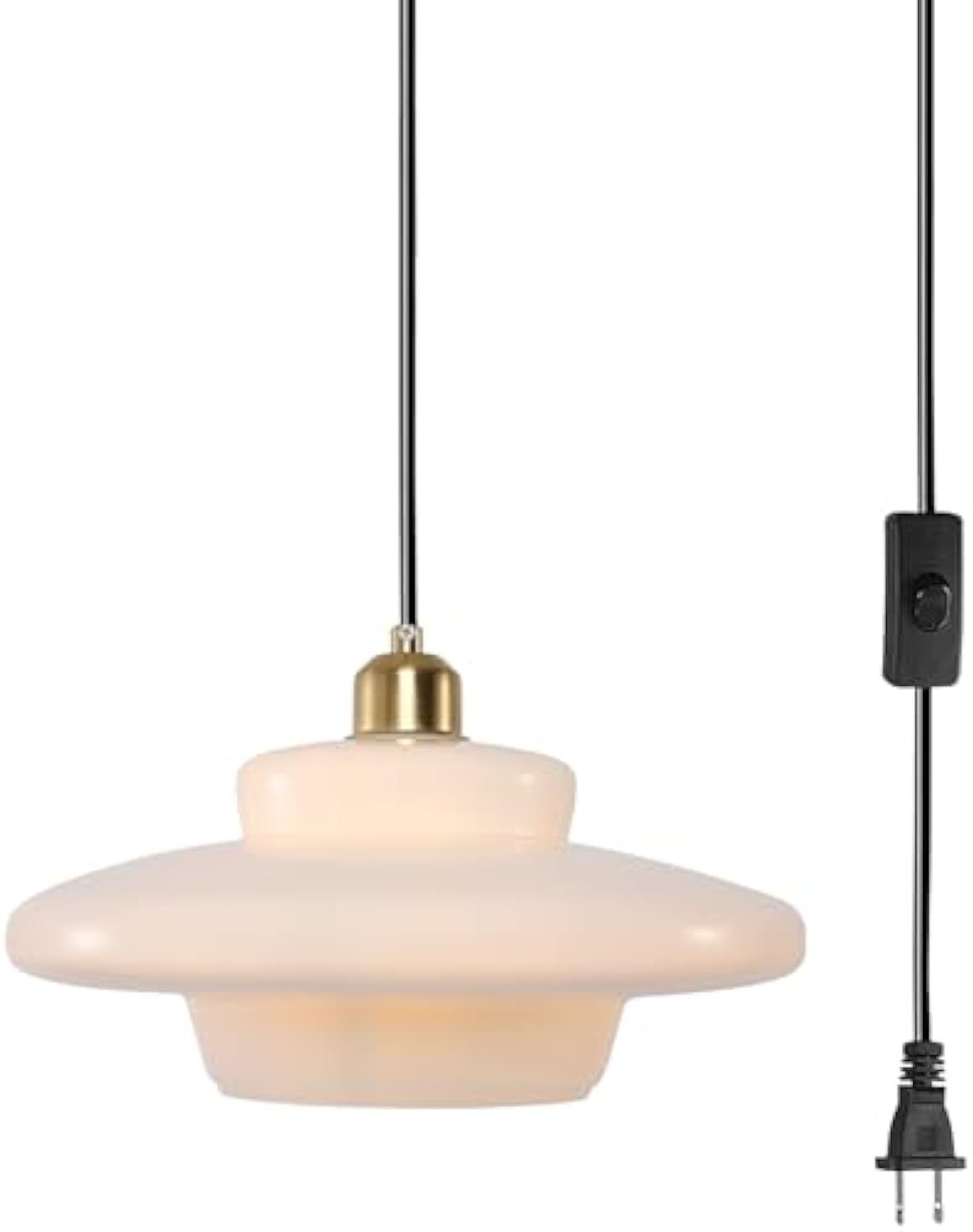 Mid Century Plug-in Milk White Glass Pendant Light