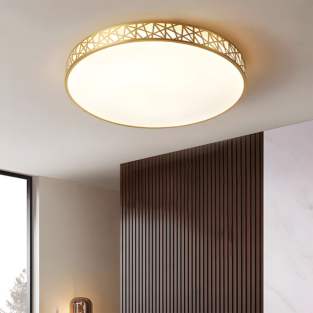 Simple Decor Brass Living Room Flush Mount Lighting Fixture-5