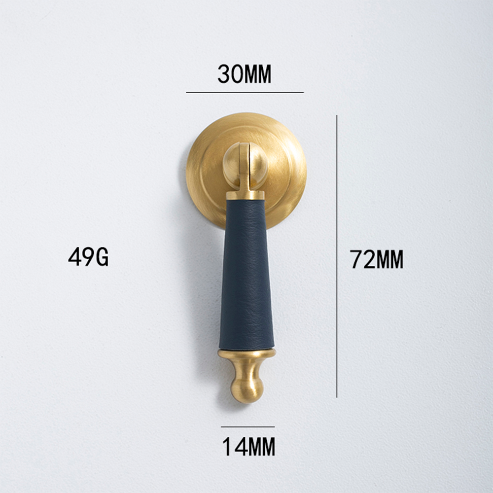 Modern Leather Cowhide & Brass Furniture Handles Kitchen Cabinet Pulls -Homdiy