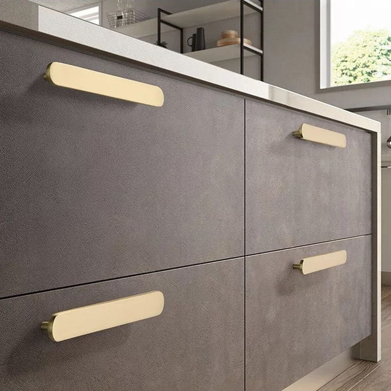 Brushed Brass Modern Gold Cabinet Handles And Kitchen Door Pulls -Homdiy