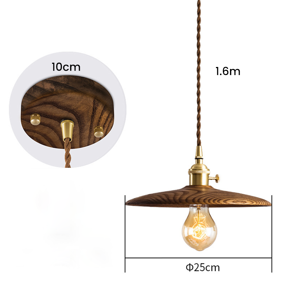 Retro Walnut Conical Pendant Light -Homdiy