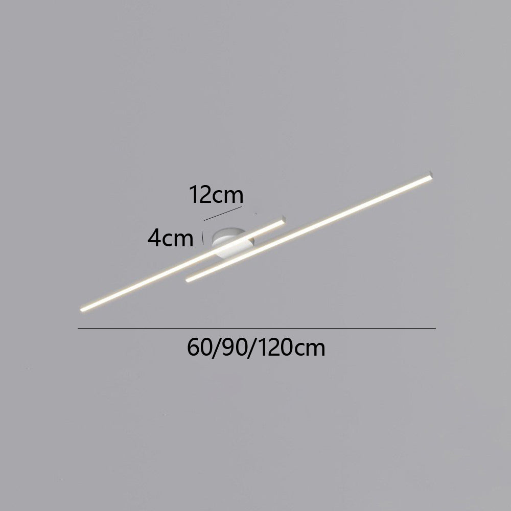 Modern Aluminium Long Strip Semi Flush Mount LED Ceiling Light For Living Room